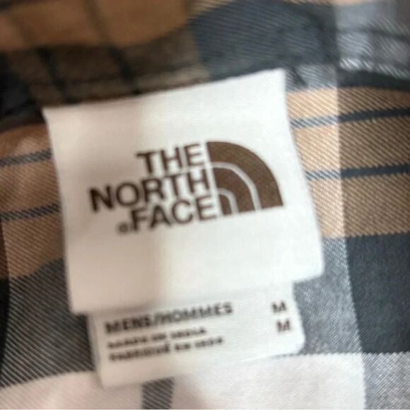 North Face Long Sleeve Casual Button Down Tan Grey White size medium men’s plaid - Picture 5 of 8